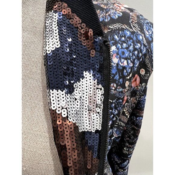 Joe's Jeans Reversible Floral and Sequin Silk Bomber Jacket Size M - Picture 7 of 10